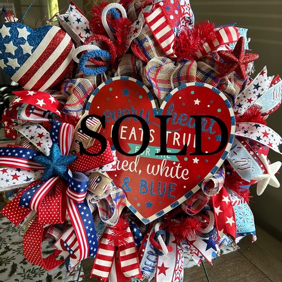 4th of July Wreath,Front door Summer wreath,Summer decor,Farmhouse decor - Picture 1 of 9